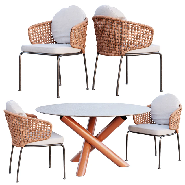 AVE Minotti Outdoor Van Dyck Table & Aston Cord Chair — Descargar