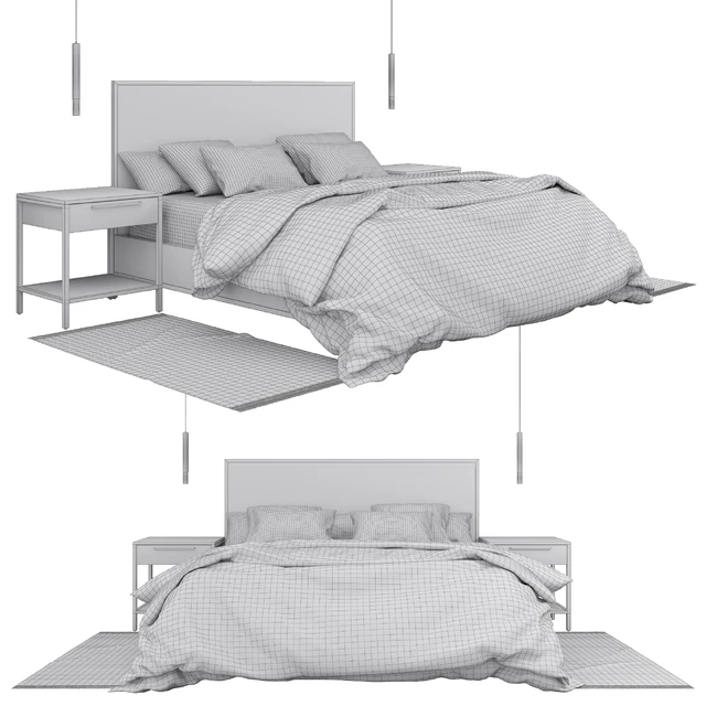 James Walnut with Black Frame King Bed — Descargar