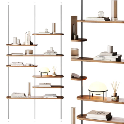 Minimalistic wooden shelving with decor — Вид 1