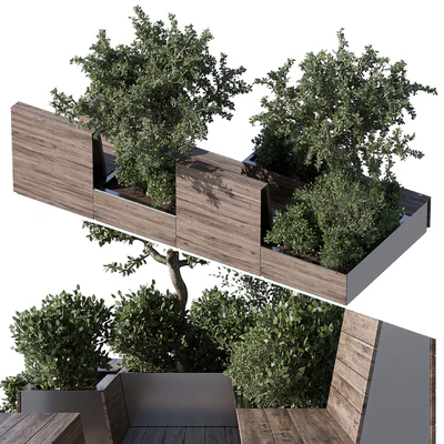 Parklet with bushes and trees - recreation area in the park and urban environment — Ver 7