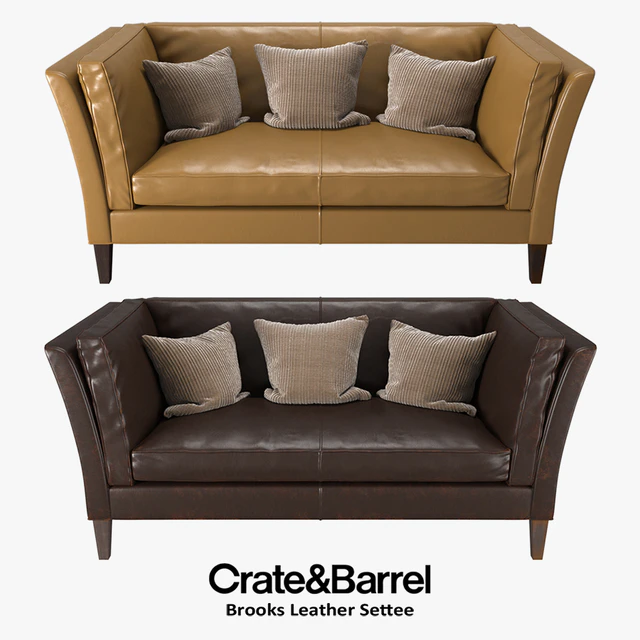 Crate & Barrel - Brooks Leather Settee — Скачать