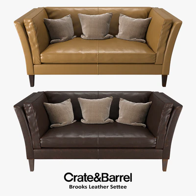 Crate & Barrel - Brooks Leather Settee — Вид 1