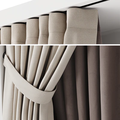 Double bath curtain on ceiling cornice — Ver 7