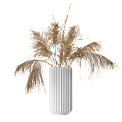 white lyngby vase 25 cm with dried pampas by lyngby porcelaen — скачать