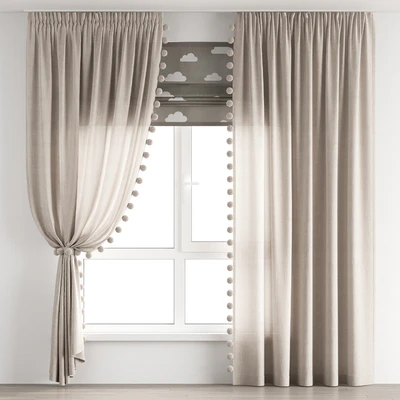 Curtains for the nursery ZS01 with pompoms — View 5