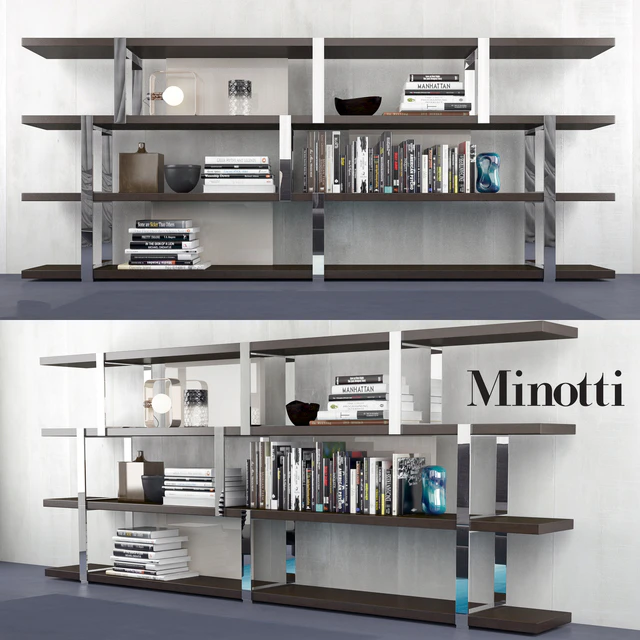 Minotti Dalton Bookcase with Accessories — Скачать