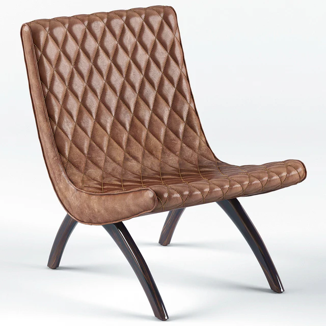 Danforth Mid Century Modern Chestnut Quilted Leather Chair — Descargar