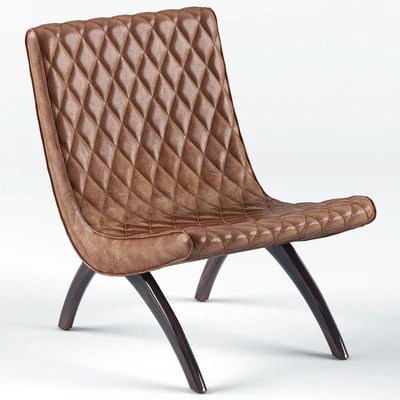 Danforth Mid Century Modern Chestnut Quilted Leather Chair — Ver 1