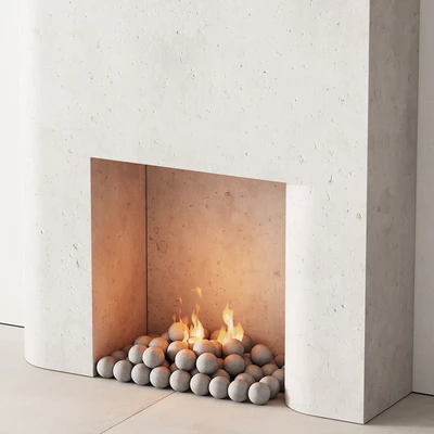 292 fireplace area decorative wall 10 tall chimney travertine stone 00 — Вид 5