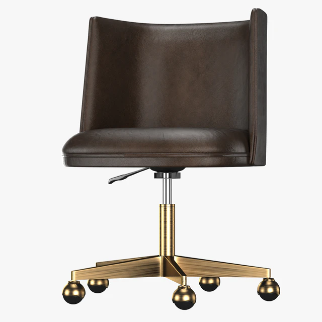 KINNEY LEATHER DESK CHAIR - ANTIQUED BRASS — Скачать
