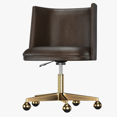 KINNEY LEATHER DESK CHAIR - ANTIQUED BRASS — Вид 1