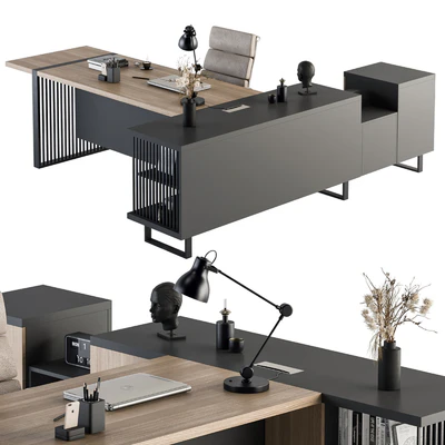 Manager Desk Wood and Black - Office Furniture 264 — Вид 7
