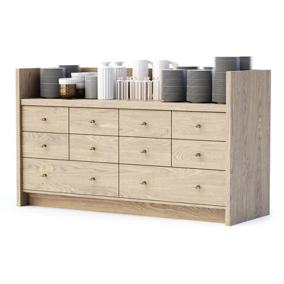 Mira restaurant cabinet with dishes V1 / Wooden sideboard with dishes — View 3
