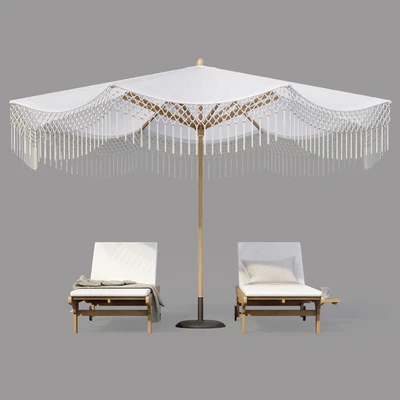 Umbrella Patio Parasol and Timber Sun Lounge — Ver 5