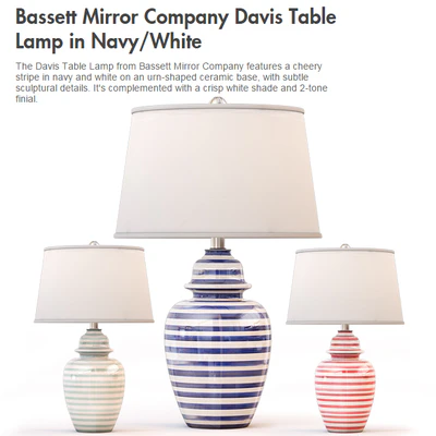 Bassett Mirror Company Davis Table Lamp in NavyWhite — Ver 1