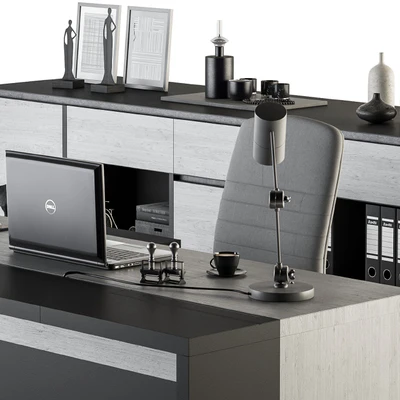 Boss Desk Gray Wood and Black - Office Furniture 248 — Ver 4
