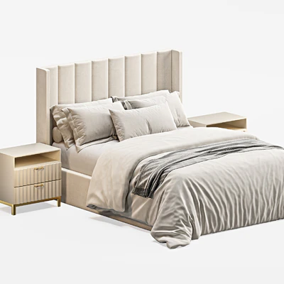 Emilie Upholstered Fabric Wing Headboard Bed — Вид 4