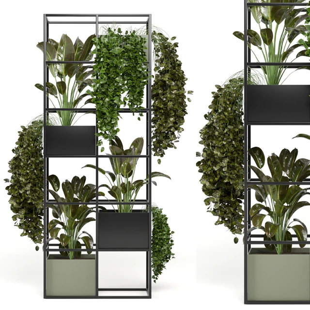 indoor plants in rusty concrete pot on metal shelf - Set 122 — Descargar