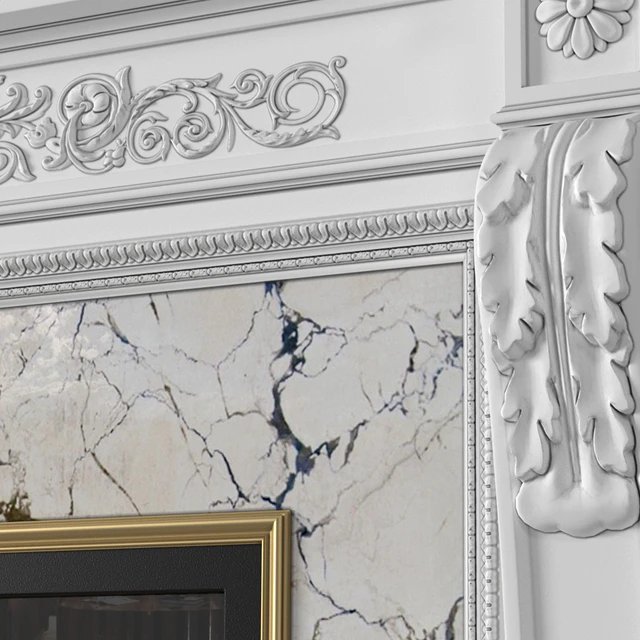 White Fireplace in a classic style. Fireplace in classic style — Descargar