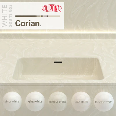 Dupont Corian Kitchen Countertops White 2 — Ver 1