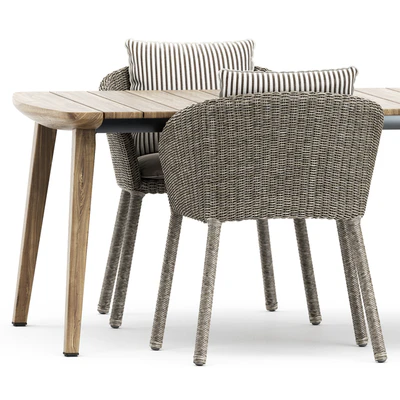 Strada armchair and side chair by Janus et Cie and Fynn Dining Outdoor table by Minotti — Ver 4