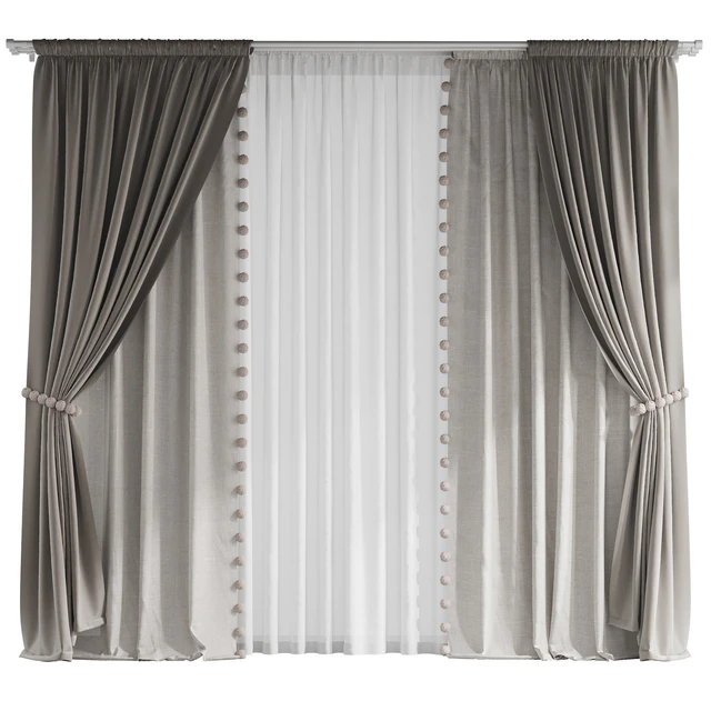 Curtains with pom-poms for the nursery — Descargar