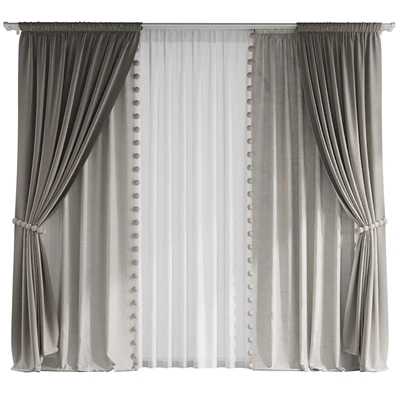 Curtains with pom-poms for the nursery — Ver 1