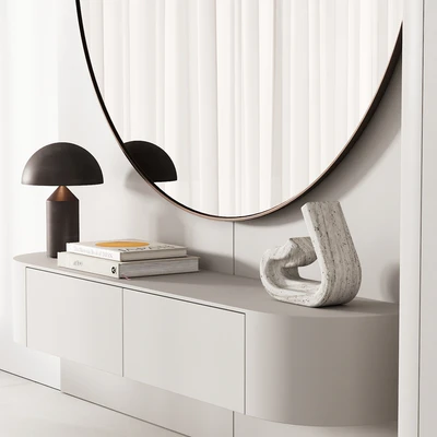 144 hallway zone 03 minimal modern with circle mirror 01 — Ver 6
