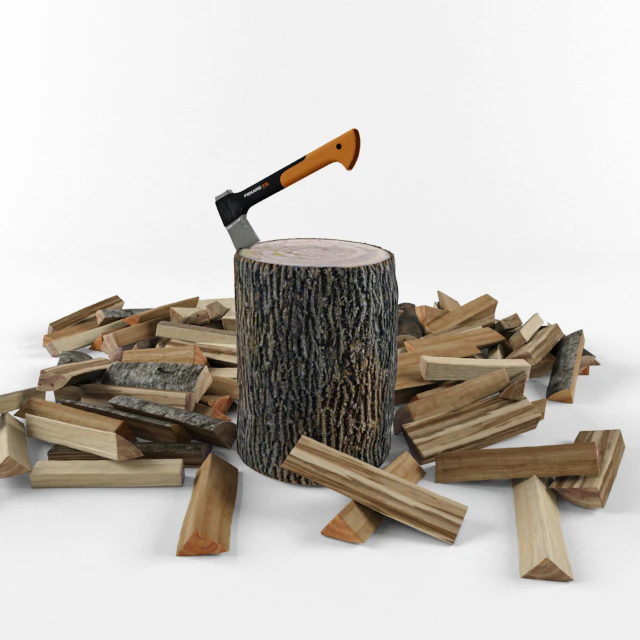 Топор FISKARS X7 и дрова — Скачать