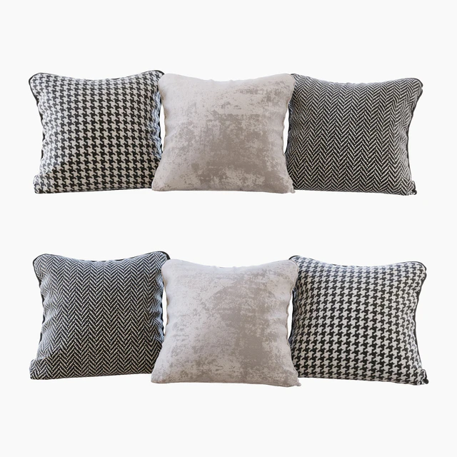 A set of pillows: beige velvet, chevron and goose paw (Pillows beige velvet chevron and houndstooth) — Descargar