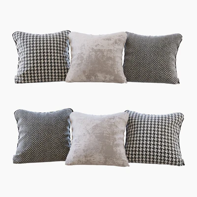 A set of pillows: beige velvet, chevron and goose paw (Pillows beige velvet chevron and houndstooth) — Ver 1
