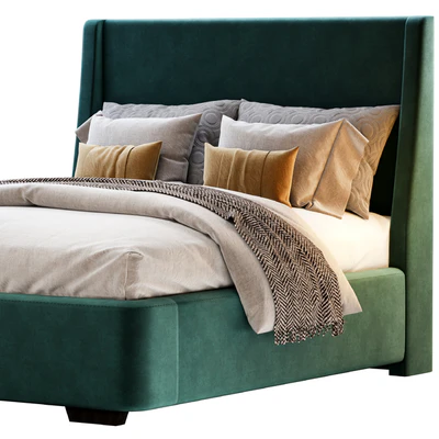 Кровать Дефанс 160 Velvet Grey / emerald /sand / blue с пуфом Кофи Диванру — Вид 5
