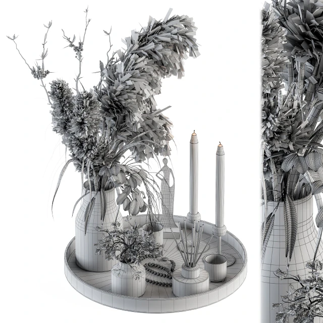 Decorative Set with Bouquet in Tray - Set 60 — Descargar