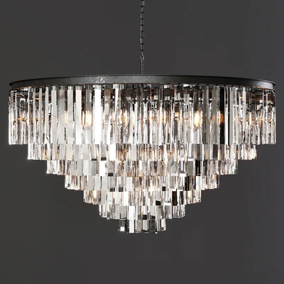Restoration Hardware 1920S ODEON CLEAR GLASS FRINGE 7-TIER CHANDELIER Black — Вид 1
