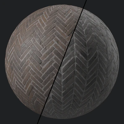 Pavement Materials 46- HerringBone Stone Paving | Sbsar Pbr 4k Seamless — Ver 1