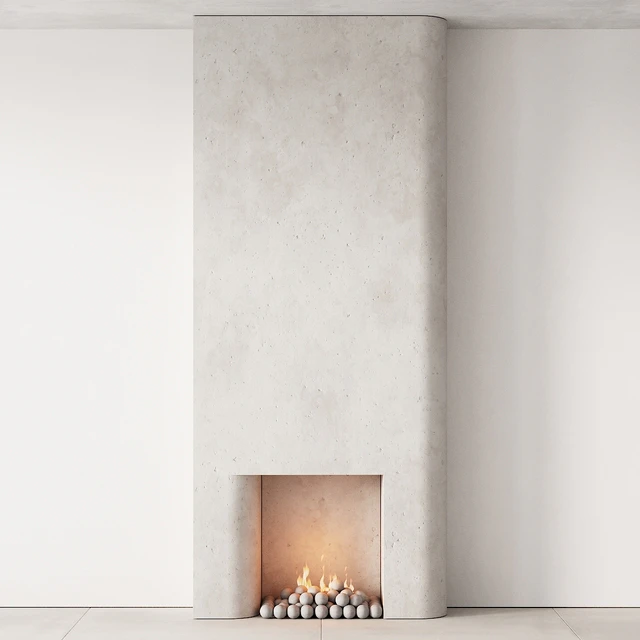 292 fireplace area decorative wall 10 tall chimney travertine stone 00 — Скачать