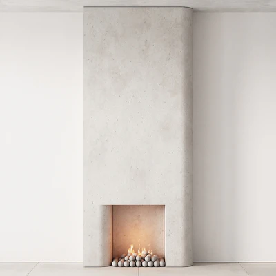 292 fireplace area decorative wall 10 tall chimney travertine stone 00 — Вид 6
