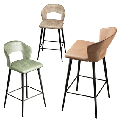 Set of 2 Modern Leather 26''Counter Stool — Ver 5