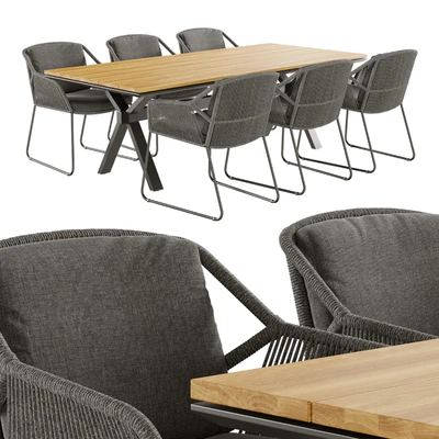 Outdoor garden wicker woven dining set 4so accor — Ver 1