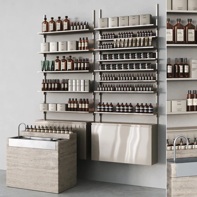 Cosmetic set with metal shelving and washbasin — Ver 1