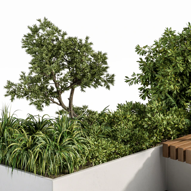 Urban Furniture / Architecture Bench with Plants- Set 17 — Descargar