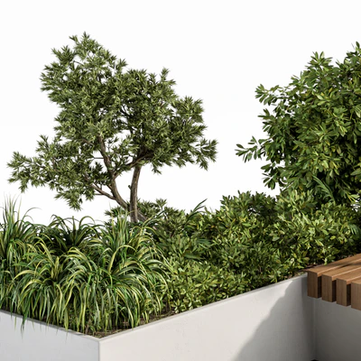 Urban Furniture / Architecture Bench with Plants- Set 17 — Ver 6