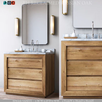 RECLAIMED RUSSIAN OAK SINGLE VANITY — Ver 1