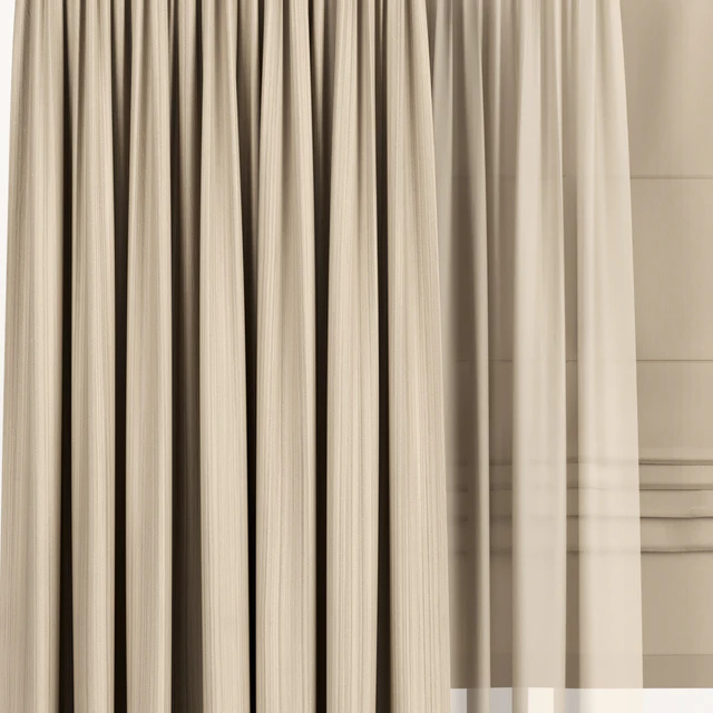 Light brown curtains with Roman and tulle. — Descargar
