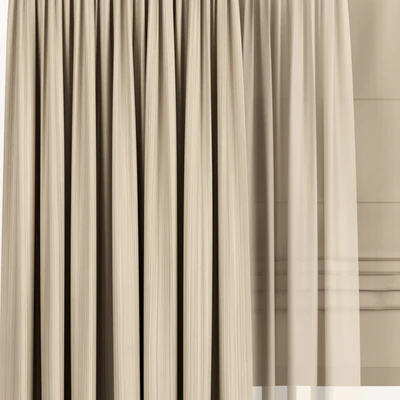 Light brown curtains with Roman and tulle. — Ver 2
