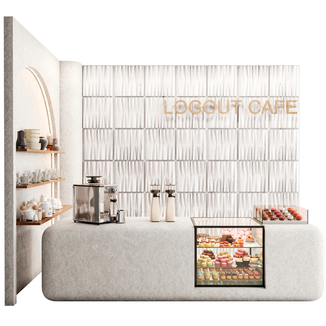 Designer coffee shop with desserts — Descargar