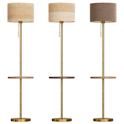 Floor lamp with textile lampshade and table — Вид 1