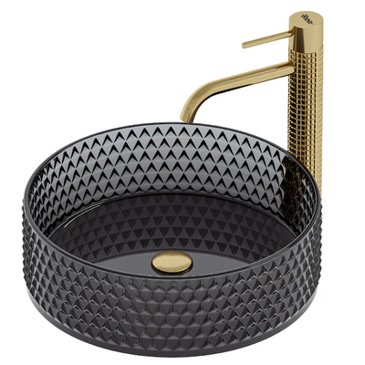 Washbasin Rea Cristal Black REA-U9671 with tap Gusto one — Ver 1