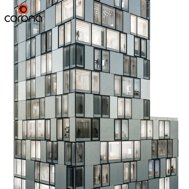 Modern residential building 08 | night + interiors — Descargar