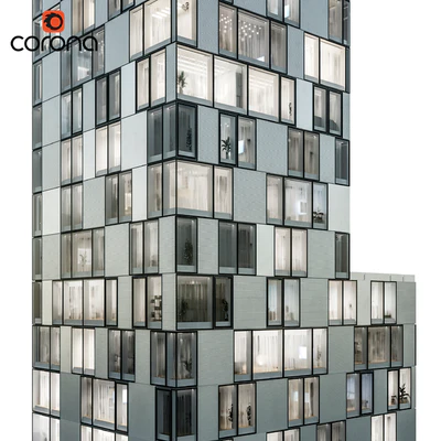 Modern residential building 08 | night + interiors — Ver 4